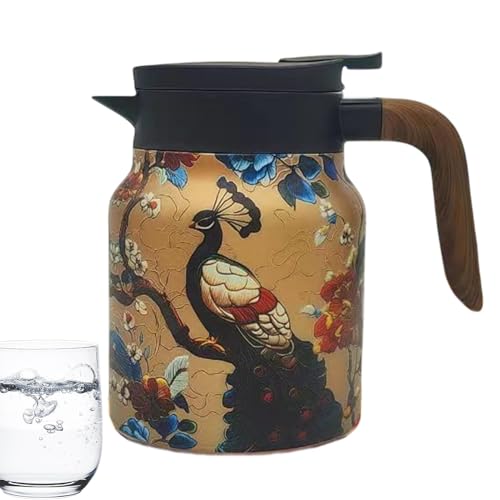 Olla Térmica Aislada con Estampado de Pájaros - Tetera Térmica, Cafetera Aislante | Contenedor de café Grande con infusor, Servidor Aislado, Tetera para una fácil aplicación; ubicación