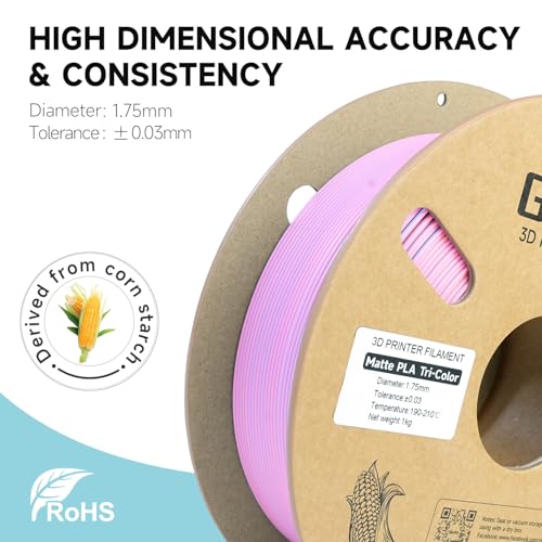 Image of Gratkit Matte Tri-Color PLA Filament,Coextrusion PLA Filament 1.75mm, + /-0.03mm, 1KG /Roll, High Speed Matte PLA,Rose Ouartz