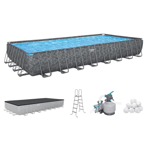 Bestway APX 365 31’4' x 16' x 52” Above Ground Pool, Rectangular Metal Frame Outdoor Swimming...