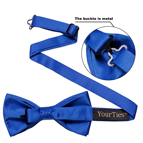 Image of YourTies Bow Ties for Men Pretied Bowties Solid Color Satin Bow Tie Formal Business Tuxedo Wedding Party Prom