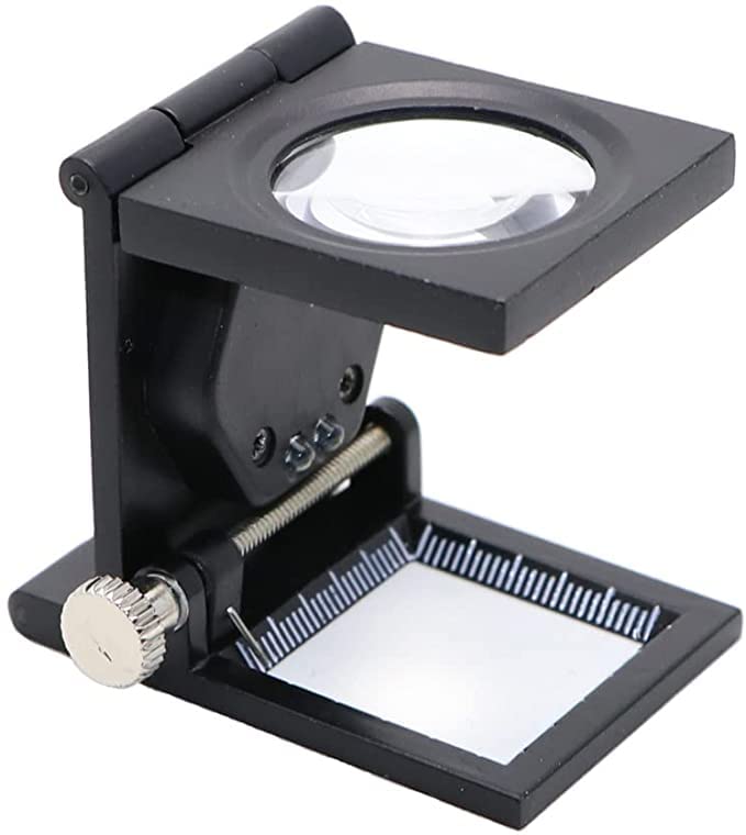 Levin Sold Folding Staff Pocket Metal 10x Magnifying Glass Magnifiers Microscope LED Light Jewellery Identifying Loupe Magnifier (Foldingstand-10X)-image-13