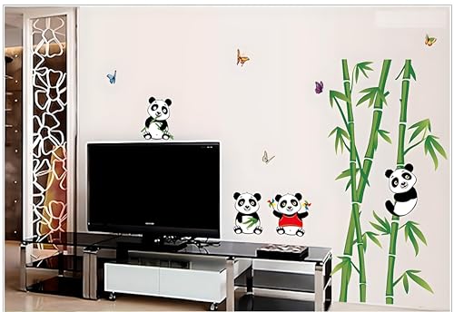 JAAMSO ROYALS White Cute Cartoon Pandas Cartoon Wall Stickers, Wall Sticker for Kids Room, Animal Wall Stickers for Kids Room, Kids Room Stickers for Wall, Wall Stickers Panda (60CM X 90CM)