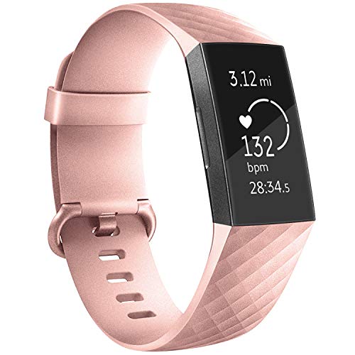 Image of Tobfit Watch Strap Compatible with Fitbit Charge 4 / Fitbit Charge 3 (Watch Not Included), Removable Soft Belts for Charge 3 /4 Wristband, Smartwatch Band for Men & Women (S,Rose Gold)