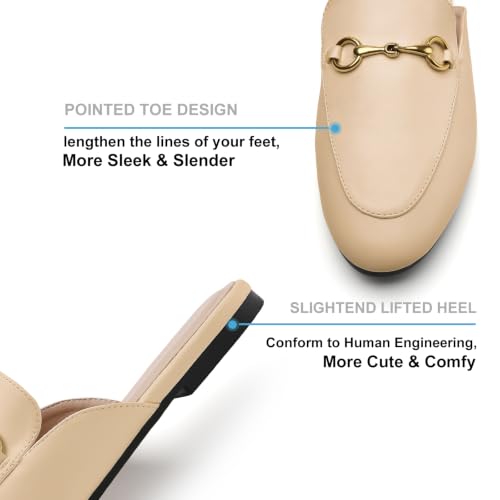 Image of Minorsu Buckle Mules for Women Flats Loafers Shoes for Work Office Business