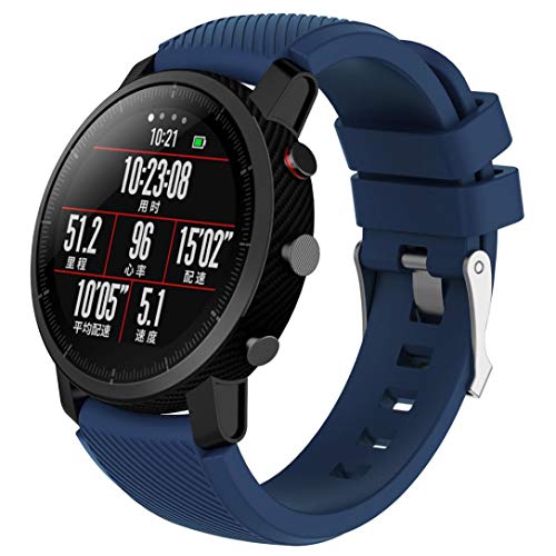 Modaworld _Correa de reloj Suave de Silicona Sports Band para HUAMI Amazfit Stratos Smart Watch 2 Correas de Reloj Inteligente Pulseras de Repuesto (Armada, para HUAMI Amazfit Stratos 2)