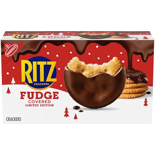 RITZ Fudge Covered Holiday Crackers, Party Snacks, Limited Edition, 7.8 oz