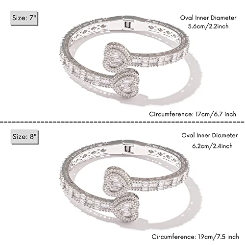 Lulu Mel Iced Out Baguette Diamond Bracelet Jewelry for Women, Hip Hop Mens 14k Gold Silver Plated Cubic Zirconia Bangle Bracelet, Men Heart Cuff Bracelet With Jewelry Box4