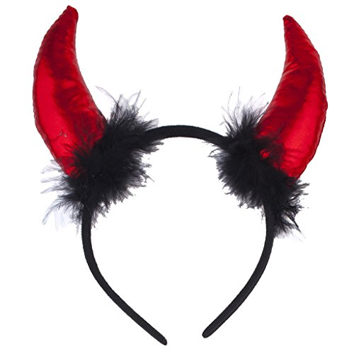 Lux Accessories Halloween Red Black Fuzzy Sexy Devil Cosplay Party Costume Accessory Set (3pcs)