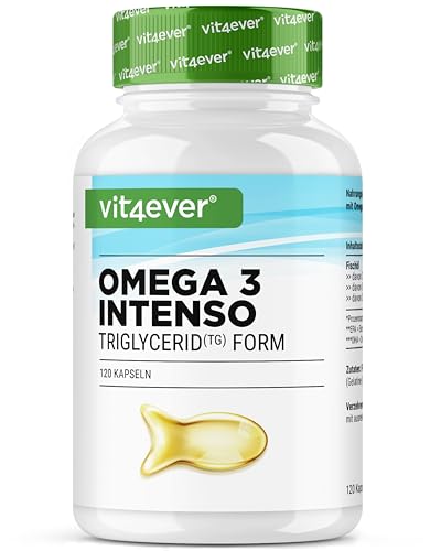Omega 3 Premium – 120 cápsulas con 80% de omega 3 – en forma de triglicéridos – purificado a fondo y de pesca sostenible – sin aditivos innecesarios