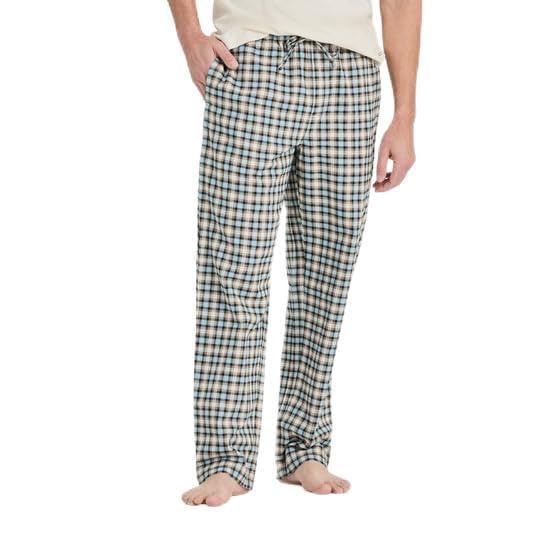 Life is Good. Men's Putty Check Plaid Classic Sleep Pant, Putty White, X-Large