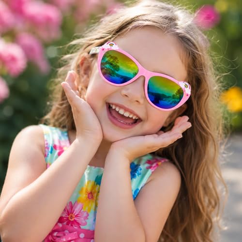 Image of Kids Sunglasses for Girls with Eyeglasses Case for Party Beach Dress Up Glasses