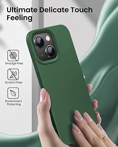 Image of MIDOS Back Cover Compatable with iPhone 13 Liquid Silicone Case Full Protection Shock Proof Back Cover for iPhone 13 (Dark Green)