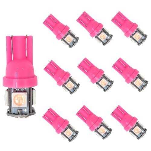 Image of 10PCS 194 LED Bulb, Three-Chip Design LED License Plate Light Bulbs License Plate Light Bulbs Low Power Consumption & Long-Lasting Suitable for most car models (Pink)