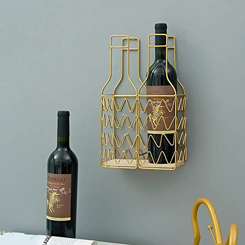 Soporte de vino metálico montado en pared para 2 botellas miniatura 3