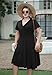 Nemidor Plus Size Dresses for Curvy Women Casual Summer V Neck Short Sleeve Midi Cocktail Vintage Dress with Pocket(073,16,Black)