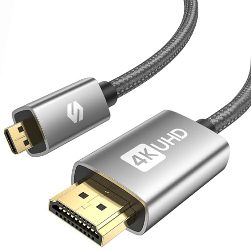 Silkland Micro HDMI to HDMI Cable 2M 4K@60Hz Supports Ethernet 3D HDR and ARC Micro HDMI Cable Compatible with GoPro Hero 9/8/7/6/5 Raspberry Pi 5 4 Sony Camera A6300 A6400Not Mini HDMI