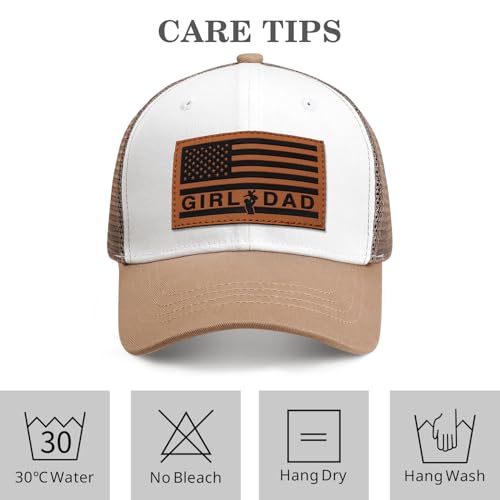 Image of Girl Father Daddy Dad Leather Patch Hat Birthday for Dad Papa from Daughter Son Adjustable Trucker Hat