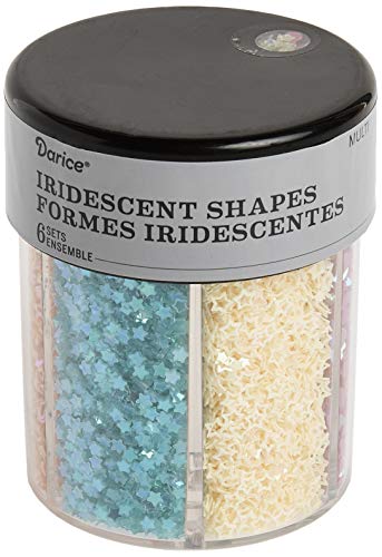 Darice 6-Color Shaped Caddy: Bright Hearts & Stars Glitter