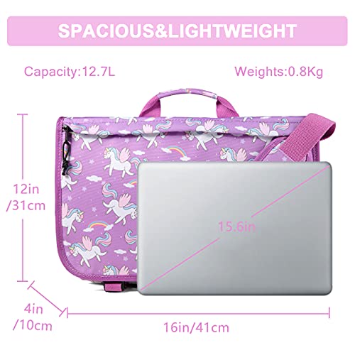 Vaschy Messenger Bag For Kids, Cute 15.6Inch Laptop Crossbody School Bag For Boys Girls Teens Women Unicorn #TOP3