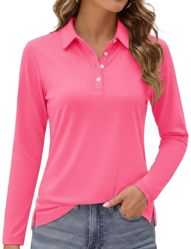 magcomsen MAGCOMSEN Long Sleeve Polo Shirts for Women Golf Tops with Collar Work