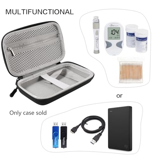 Diabetes Travel Case EVA Hard Shell Diabetic Supplies Bag Organizer for Blood Sugar Testing Kit, Glucose Monitor Kit with Meter, Glucose Test Strips, Lancets, Lancing Device, Alcohol Wipe (Black) - Image 3