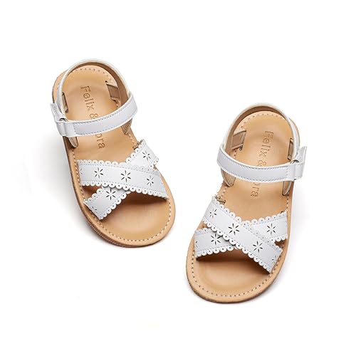 Image of Felix & Flora Toddler Girl Sandals - Little Girl Easter Dress Shoes Lightweight Open Toe Beach Holiday Flats