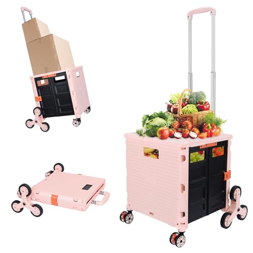 La Mejor Selección de Tienda de muebles de oficina Top diez. 26 Carro utilitario plegable Carro de mano portátil con ruedas para subir escaleras y ruedas giratorias de Mango telescópico Caja de plástico resistente para viajes tiendas...