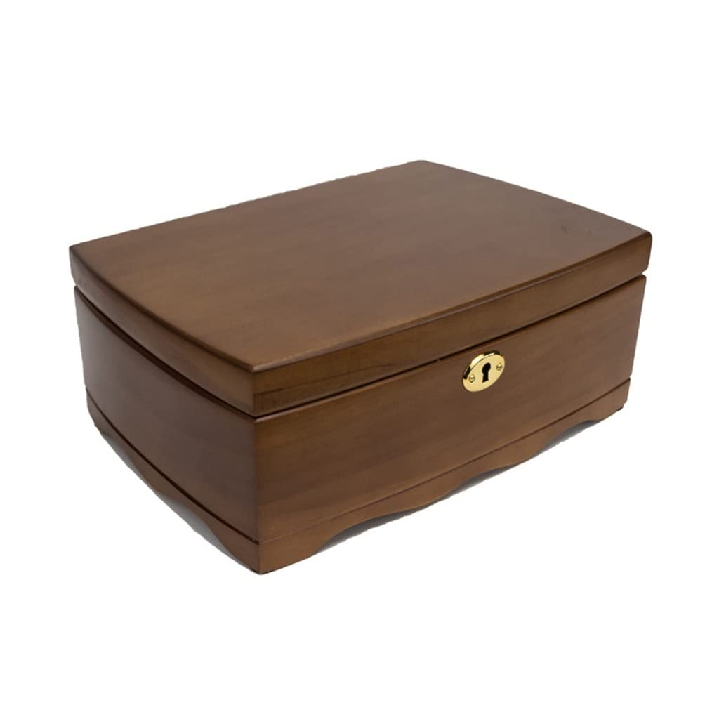 Wykwintne europejskie drewniane pudełko do przechowywania biżuterii w stylu retro z zamkiem (D 26 cm * 18 cm * 10 cm) (D 26 cm * 18 cm * 10 cm)