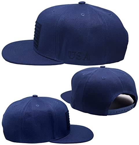 Image of Antourage American Flag Unisex Baseball Hat for Men and Women | USA Flag Mesh Snapback Flat Visor Cap + 2 Patriotic Patches