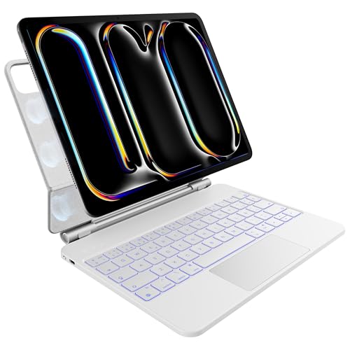 Ya en manzanajugosa.com: pankeybd Funda con Teclado para iPad Pro de 11 Pulgadas M5 2025 & M4 2024, retroiluminación en 7 Colores, Panel táctil multitoque, diseño magnético Flotante, Blanco