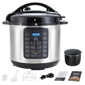 Simple Deluxe 8QT 16-in-1 Multi Electric Pressure Cooker, Non-Stick Stainless Steel Multi-Cooker for Yogurt Maker, Slow Cook, Sauté, Cake, & Warmer, 8 Quarts