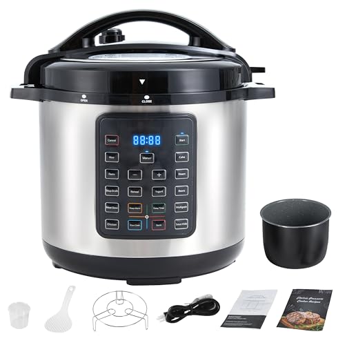 Simple Deluxe 8QT 16-in-1 Multi Electric Pressure Cooker, Non-Stick Stainless Steel Multi-Cooker for Yogurt Maker, Slow Cook, Sauté, Cake, & Warmer, 8 Quarts