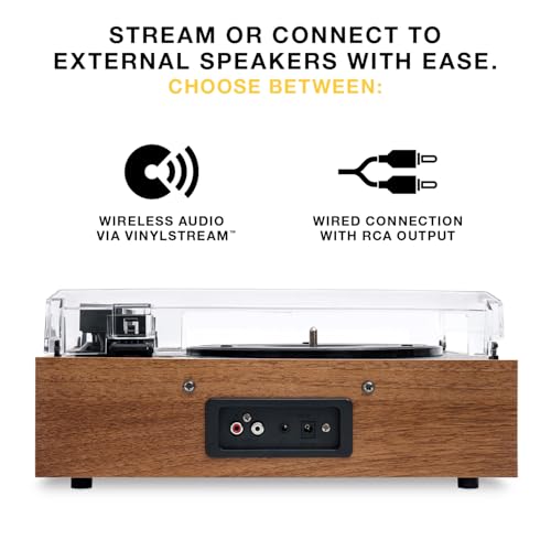 Image of Victrola Eastwood II - Bluetooth Record Player with Speakers - Walnut | Vintage wood record player, built-in speakers, 3-speed turntable, VINYLSTREAM Bluetooth out and in, Audio-Technica cartridge