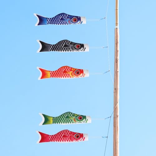 Angoily Karpfen Flagge 5 Stück Japanische Gartendeko Wind Koi Fahne...