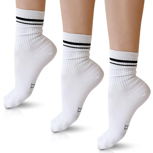 Luxe European Women's Crew Socks, Silky Soft Premium Cotton, Thin & Breathable, Non-Binding, Pack of 3