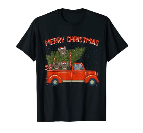 Bosque Noruego Navidad Vintage Rojo Pickup Camiseta