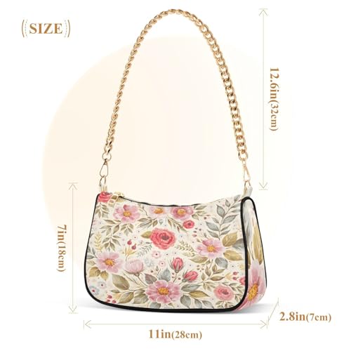 Image of Shoulder Bags for Women Flower Floral Hobo Tote Handbag Small Clutch Purse with Zipper Closure