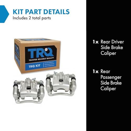 Image of TRQ Rear Brake Caliper Set Zinc Coated Brackets Hardware Compatible with 2010-2013 Kia Soul
