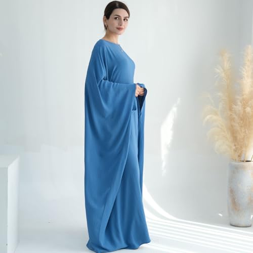 women muslim abaya dress 1piece bat sleeve islamic maxi robe fashion jilbab for women eid kaftan muslim robe