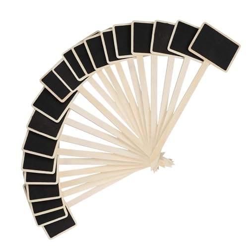 JJWNMLL pflanzenstecker zum beschriften-24×7cm Pflanzenschilder-Schwarze pflanzenstecker holz tafel zum beschriften wetterfest stecketiketten kräuterschilder für draussen Pflanzen (40pcs-Schwarz-Weiß)