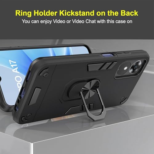 Image of NDCOM for Oppo A17k Back Cover, Premium Oppo A17 Cover, Stylish Oppo A17 Mobile Cover, Shockproof Protection Ring Holder Case