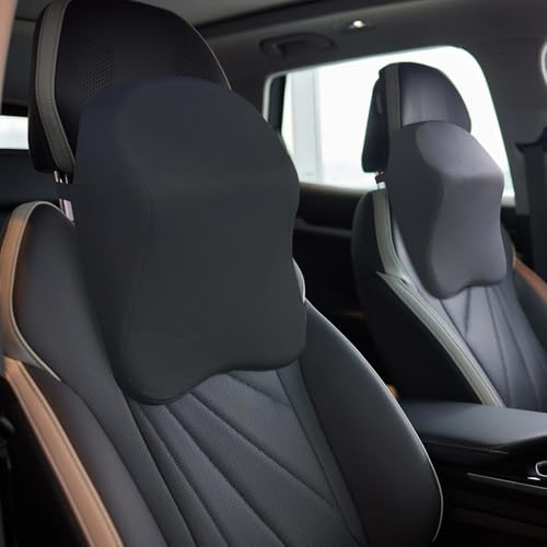 Image of Car Neck Pillow,Memory Foam Car Headrest Pillow for Neck Support, Breathable Removable Cover & Adjustable Strap, Ergonomic Design for Driving Comfort, Neck Pain Relief,Travel (2, 42CM-31CM-13CM)