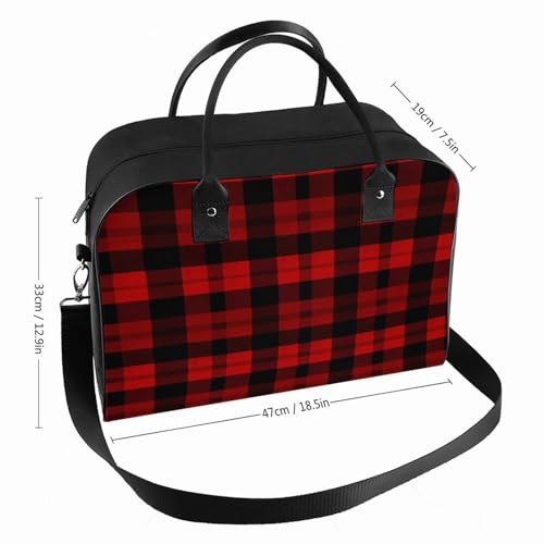 Maletín rojo y negro a cuadros para laptop unisex ligero miniatura 2