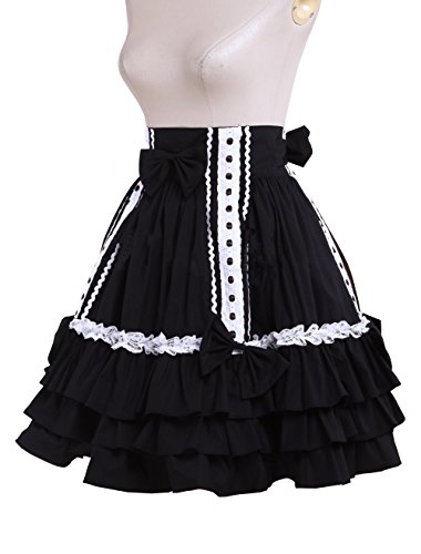 Antaina Black Bow Lace Ruffled Layered Pleated Gothic Cotton Lolita Tutu Skirts2