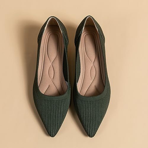 Women's Kitten Heels Pointed Toe Knit Pumps Slip On Foldable Comfortable Casual Formal Dress Shoes2