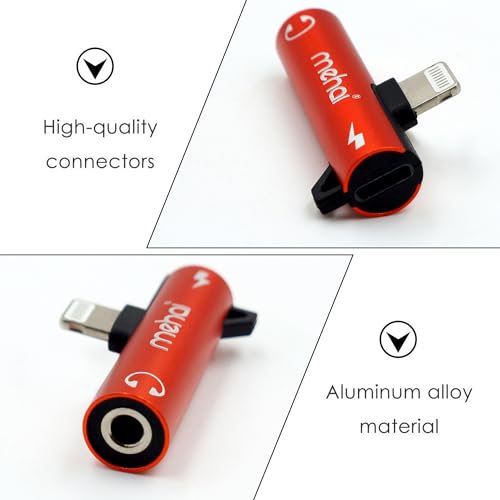 Image of 3.5mm Adapter Lighting to Headphone Charge 2 in 1 Adapter (Red)