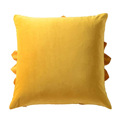 Decorative 3D Flower Throw Pillow Covers Soft Velvet Handmade Pillowcases Cushion Covers for Couch Bed Living Room Home Decor 18x18 Inch Yellow - Image 4