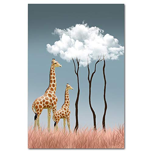 T-YIFUZX 5D DIY Jirafa Hada Nube Kit de Pintura de Diamante para Manualidades Incluye Diamantes de Cristal de imitación Ideal para Decorativo de Pared 40x60cm