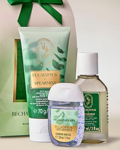 Image of Bath & Body Works Eucalyptus Spearmint Gift Set| Body Care sets - Bath Sets | For Men and Women | Kit for Birthday ,Anniversary & All Special Occasions | Premium Gift Packaging | Luxury Giftsets - Set of 3