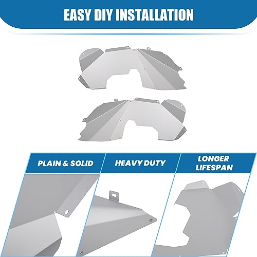 ECOTRIC Front Inner Fender Liners Compatible with 2007-2018 Jeep Wrangler JK & JKU Unlimited 2/4 Door Wheel Well Liners Mud Guards Lightweight Aluminum (Silvery) by ECOTRIC - Image 3